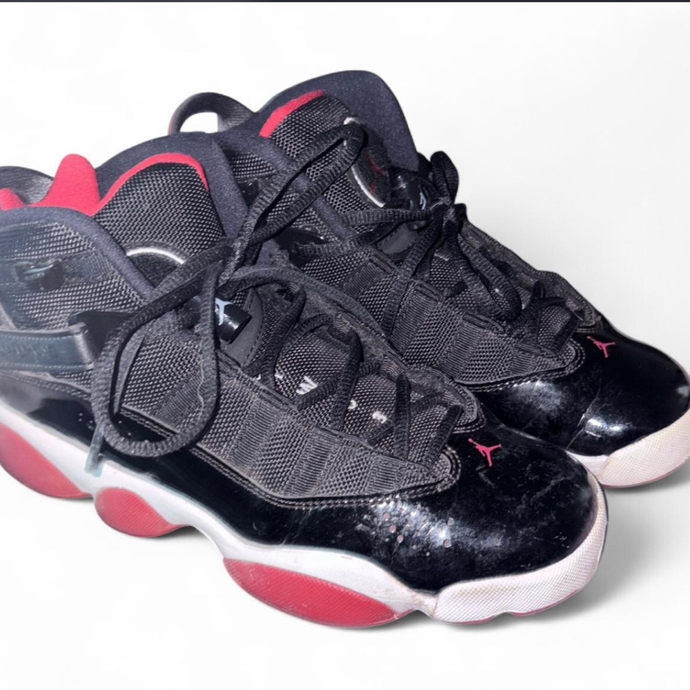 Women's Jordan 6 Rings,  Black and Red